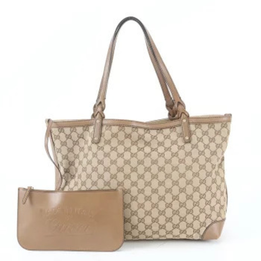 Gucci Joy GG Canvas Leather 2Way Shoulder Tote Bag Pouch Brown